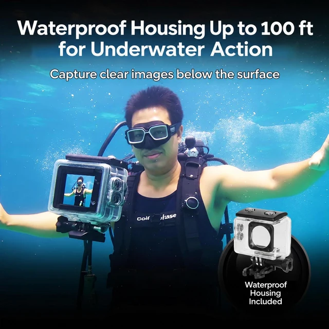 Alt view image 6 of 12 - Minolta MNX5K1 5K Ultra HD, 24 MP Action Camera Kit with Waterproof Case
