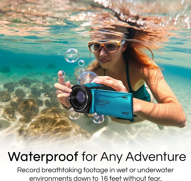 Alt view image 4 of 13 - Minolta MN4K300WP 4K Ultra HD / 56 MP Waterproof Camcorder - Black