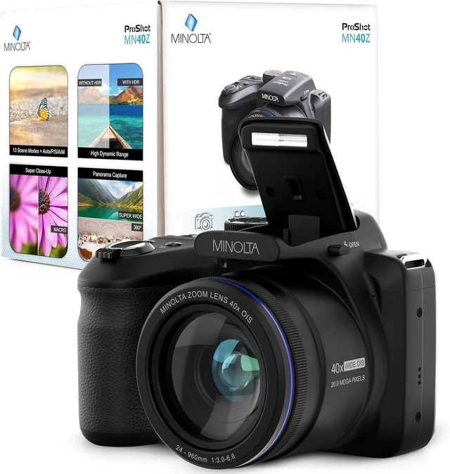 Alt view image 2 of 7 - Minolta 20 Mega Pixels 40x Optical Zoom Digital Camera with 1080p FHD Video, Black