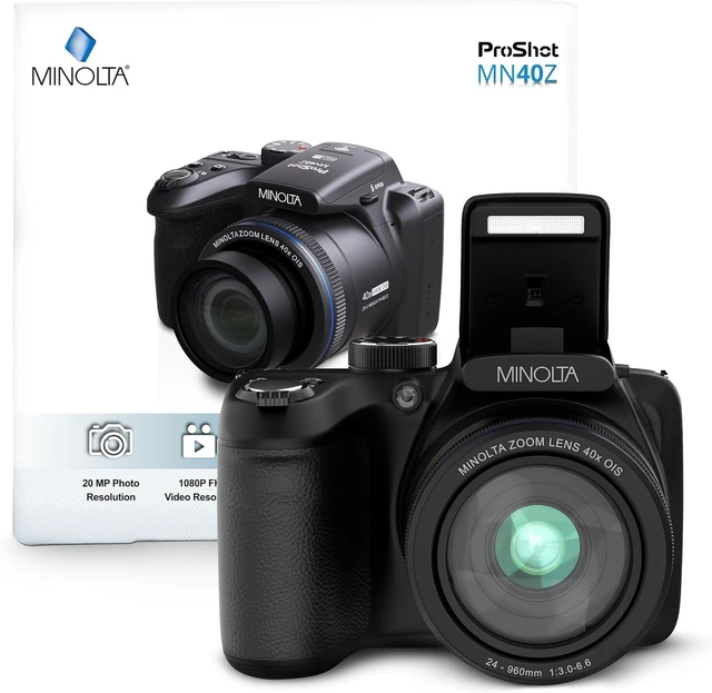Alt view image 4 of 7 - Minolta 20 Mega Pixels 40x Optical Zoom Digital Camera with 1080p FHD Video, Black