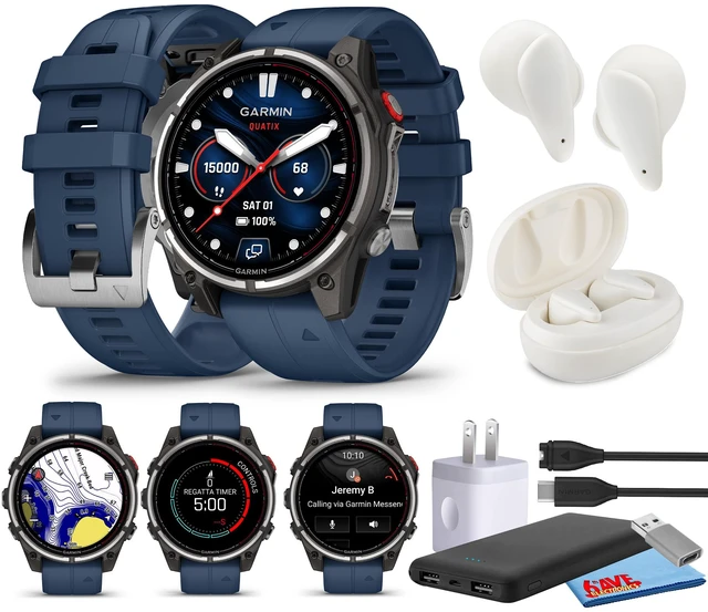 Main image of Garmin quatix 8 Pro 47mm Smartwatch Bundle P-Bank + Earbuds