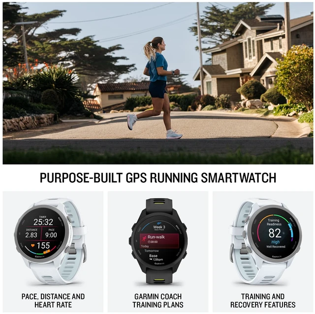 Alt view image 3 of 7 - Garmin Forerunner 170 GPS Running Smartwatch, Whitestone/ Cloud Blue Bundle