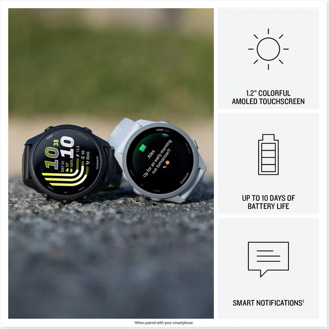 Alt view image 4 of 7 - Garmin Forerunner 170 GPS Running Smartwatch, Whitestone/ Cloud Blue Bundle