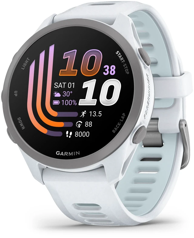 Alt view image 2 of 7 - Garmin Forerunner 170 GPS Running Smartwatch, Whitestone/ Cloud Blue Bundle