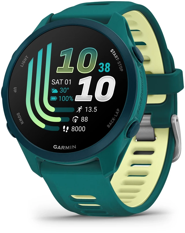 Alt view image 2 of 7 - Garmin Forerunner 170 Music GPS Running Smartwatch Green/Cool Lavender Kit