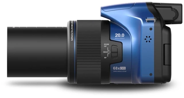 Alt view image 11 of 12 - Minolta MN68Z 20MP 4K Ultra HD Bridge Camera with 68x Optical Zoom, Blue