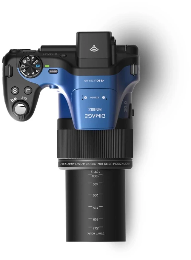 Alt view image 12 of 12 - Minolta MN68Z 20MP 4K Ultra HD Bridge Camera with 68x Optical Zoom, Blue