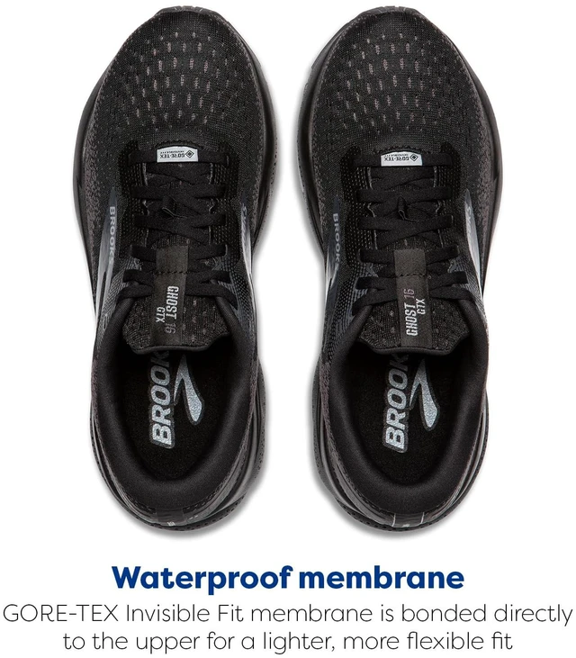 Alt view image 4 of 5 - Brooks Women's Ghost 16 GTX Waterproof Neutral Running Shoe - Black/Black/Ebony - 7 Medium