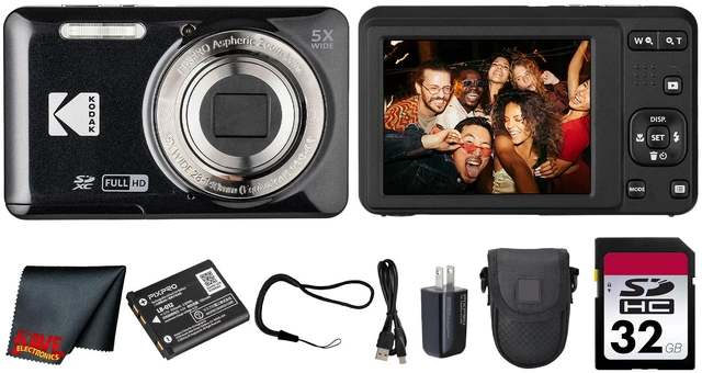 Main image of Kodak PIXPRO FZ55 Digital Camera (Black) (FZ55BK) + 32GB Card + Case + Cleaning Cloth