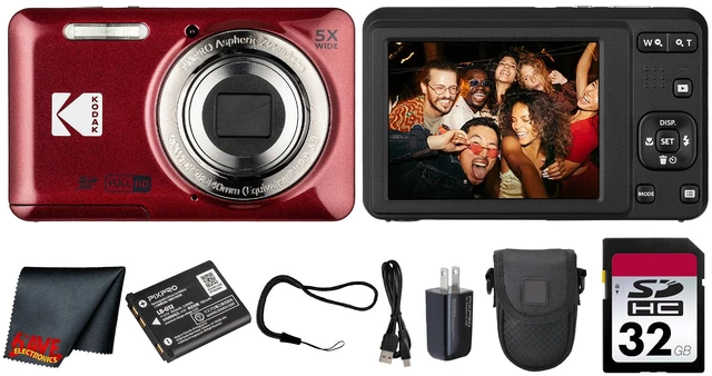 Main image of Kodak PIXPRO FZ55 Digital Camera (Red) (FZ55RD) + 32GB Card + Case + Cleaning Cloth