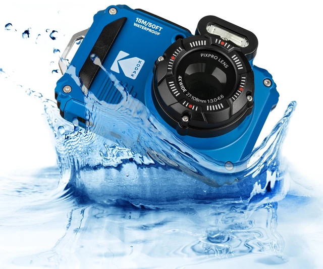 Alt view image 2 of 7 - Kodak PIXPRO WPZ2 Digital Camera (Blue) (WPZ2BL) + 32GB Card + Case + Cleaning Cloth