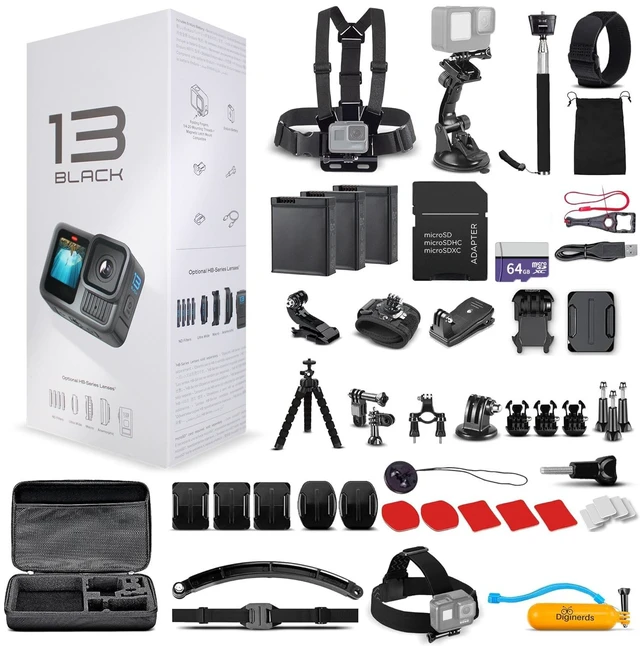 Main image of GoPro HERO13 - Action Camera + 64GB Card, 50 Piece Accessory Kit and 2 Batteries