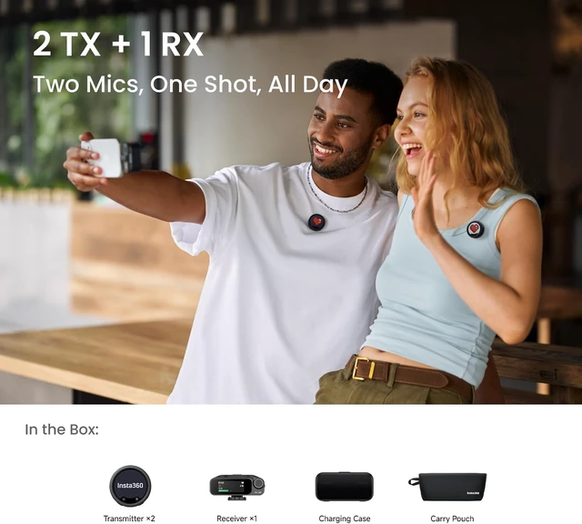 Alt view image 7 of 7 - Insta360 Mic Pro 2-Person Wireless Microphone System Bundle