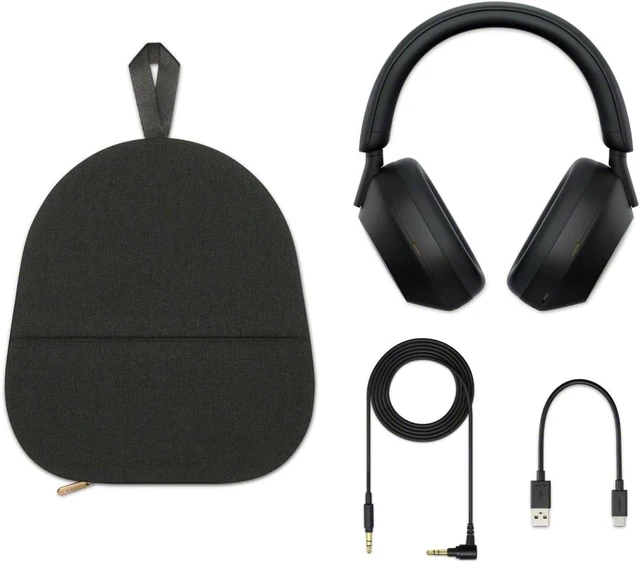 Alt view image 7 of 7 - Sony WH-1000XM5 Noise-Canceling Wireless Over-Ear Headphones (Black) Bundle