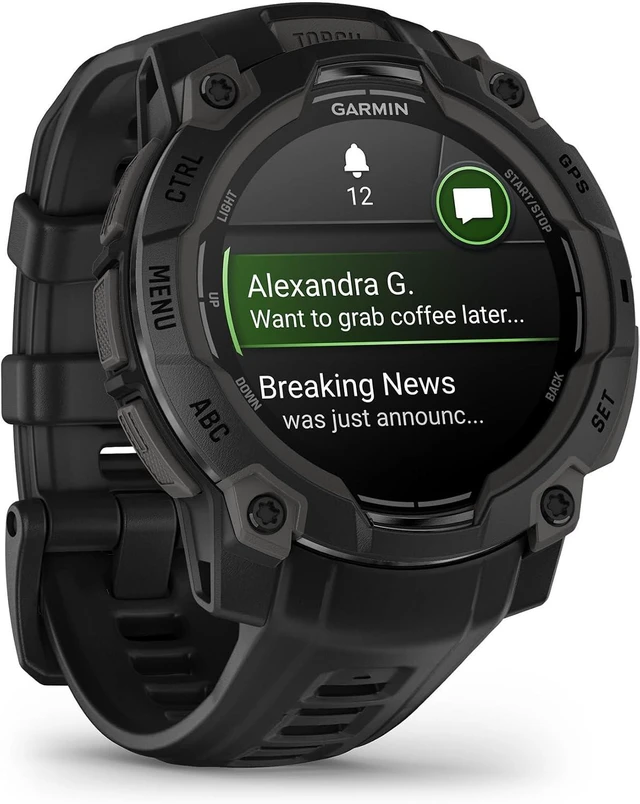 Alt view image 3 of 7 - Garmin Instinct® 3 45mm, AMOLED Display, Rugged Outdoor GPS Smartwatch, Metal-Reinforced Bezel, Built-in Flashlight, Up to 18 Days of Battery Life, Black