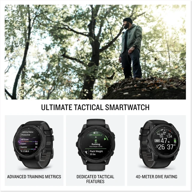 Alt view image 4 of 7 - Garmin tactix® 8 47mm, AMOLED Display, Premium Tactical GPS Smartwatch, Includes Applied Ballistics Ultralight Solver