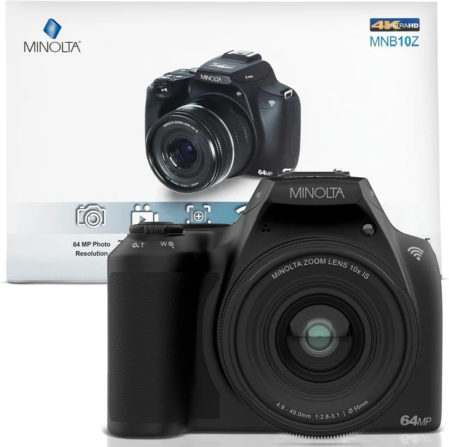 Alt view image 2 of 14 - Minolta 64 Mega Pixels Auto Focus Digital Camera with 10x Optical Zoom, 4K Ultra HD Video and Macro Shooting, Black