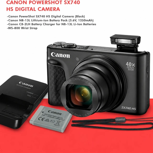 Alt view image 2 of 4 - Canon PowerShot SX740 HS Digital Camera (Black) 32GB Bundle