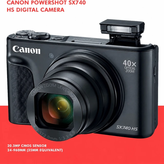 Alt view image 3 of 4 - Canon PowerShot SX740 HS Digital Camera (Black) 32GB Bundle