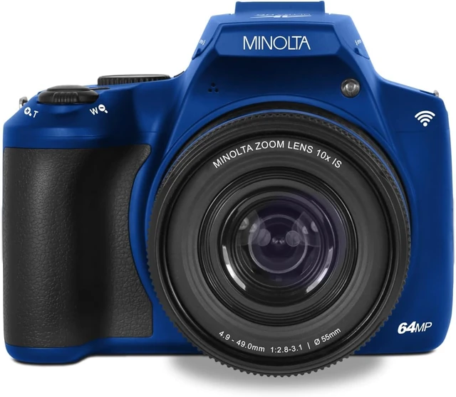 Alt view image 2 of 7 - Minolta 64 Mega Pixels Auto Focus Digital Camera with 10x Optical Zoom, 4K Ultra HD Video and Macro Shooting, Blue