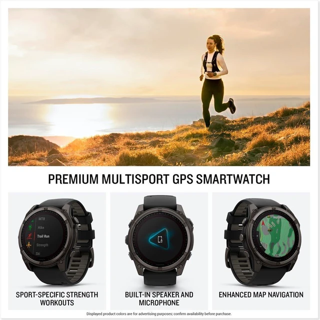 Alt view image 3 of 5 - Garmin fnix® 8 - 51 mm, Solar, AMOLED, Sapphire, Premium Multisport GPS Smartwatch, Long-Lasting Battery Life, Dive-Rated, Built-in LED Flashlight, Carbon Gray DLC Titanium with Pebble Gray Band