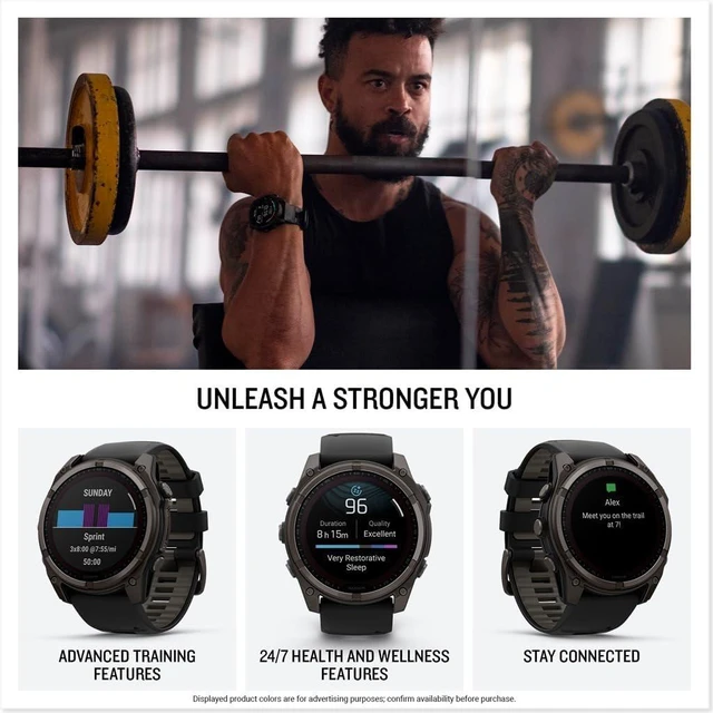 Alt view image 4 of 5 - Garmin fnix® 8 - 51 mm, Solar, AMOLED, Sapphire, Premium Multisport GPS Smartwatch, Long-Lasting Battery Life, Dive-Rated, Built-in LED Flashlight, Carbon Gray DLC Titanium with Pebble Gray Band