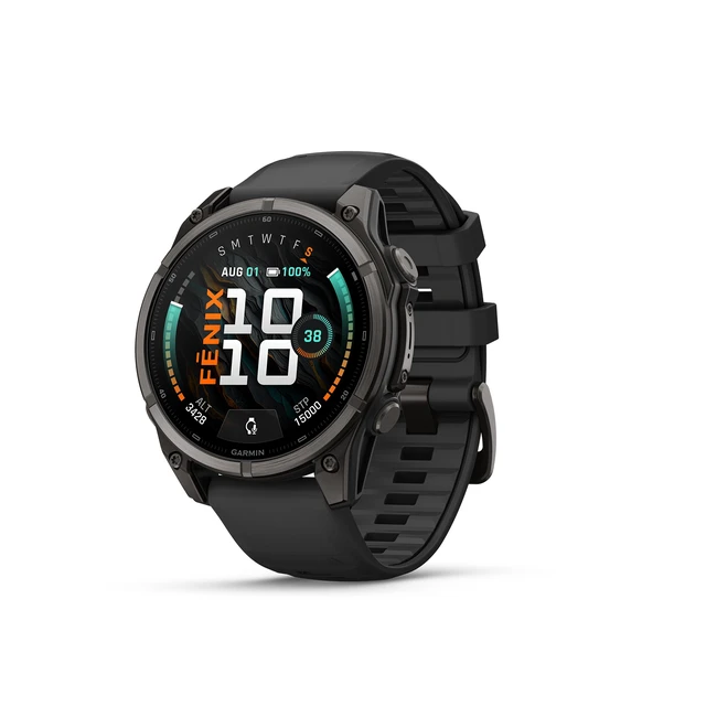Alt view image 2 of 7 - Garmin Fenix 9 47mm Carbon Gray DLC Titanium GPS Smartwatch Bundle