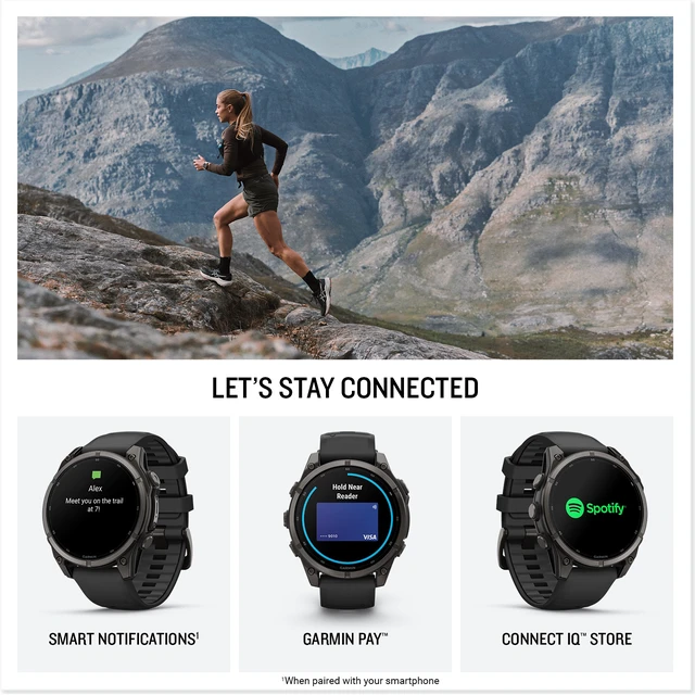 Alt view image 5 of 7 - Garmin Fenix 9 47mm Carbon Gray DLC Titanium GPS Smartwatch Bundle