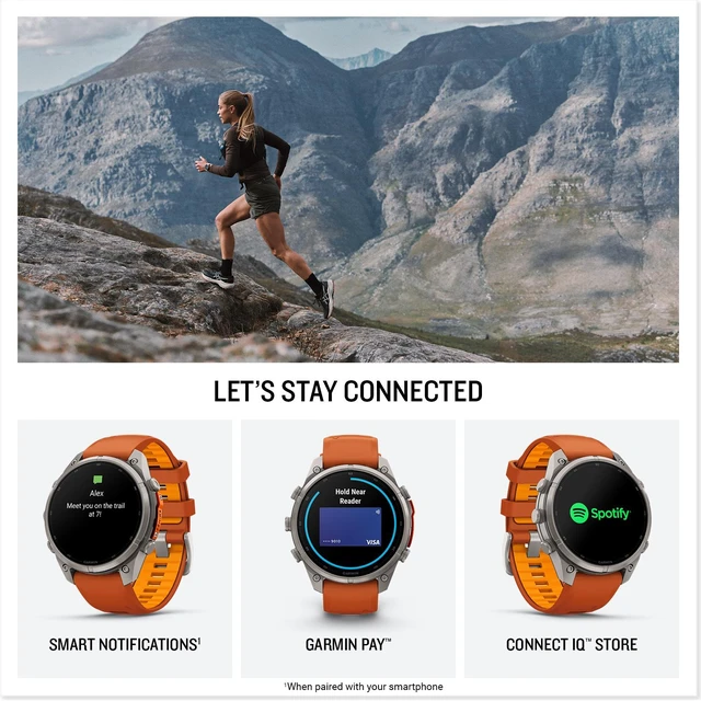 Alt view image 5 of 7 - Garmin Fenix 9 Pro 47mm Titanium GPS Multisport Smartwatch Orange Bundle