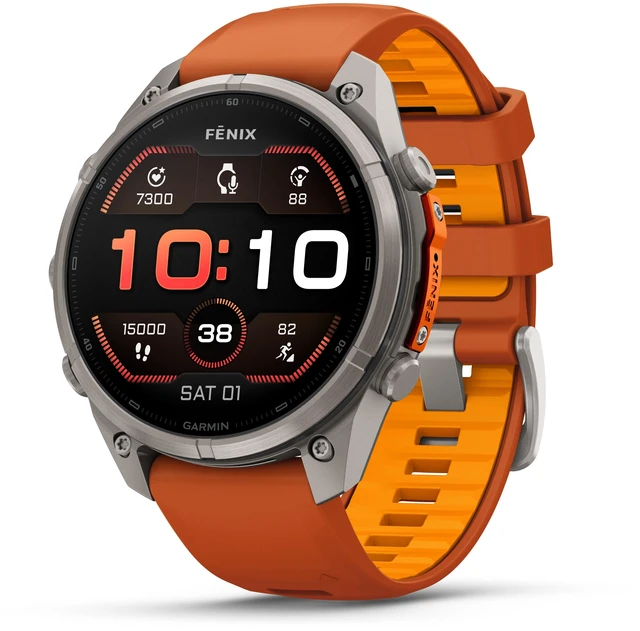 Alt view image 2 of 7 - Garmin Fenix 9 Pro 47mm Titanium GPS Multisport Smartwatch Orange Bundle