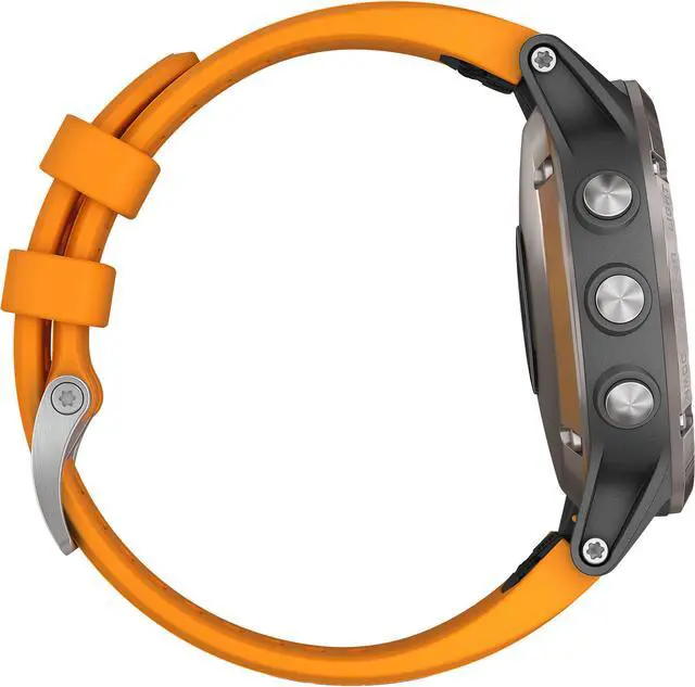 Alt view image 3 of 9 - Garmin fenix 5 Plus Sapphire Edition Multi-Sport Training GPS Watch (47mm, Titanium with Solar Flare Orange