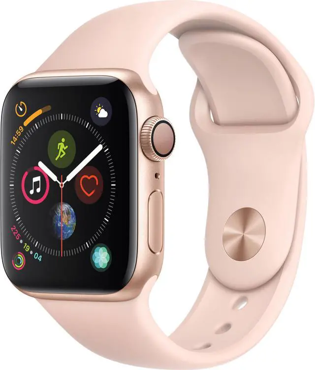 Alt view image 3 of 19 - Apple Watch Series 4 GPS, 40mm Gold Aluminum Case with Pink Sand Sport Band