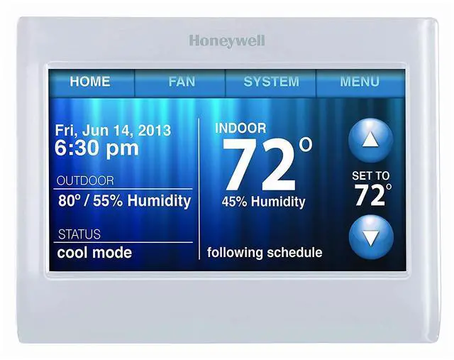 Alt view image 6 of 20 - Honeywell TH9320WF5003 Wi-Fi 9000 Color Touchscreen Programmable Wi-Fi Thermostat (3H/2C)