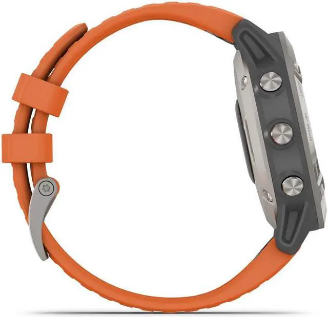 Alt view image 5 of 20 - Garmin Fenix 6 Sapphire, Premium Multisport GPS Watch, -Titanium with Orange Band- (010-02158-13)