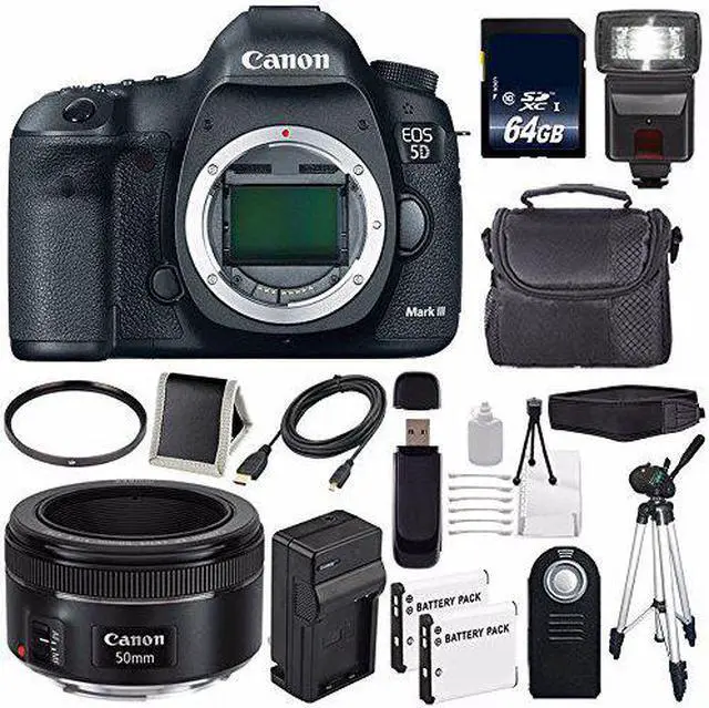 Alt view image 2 of 2 - Canon EOD 5D III Digital Camera International Model + Canon EF 50mm f/1.8 STM Lens + 64GB SDXC Class 10 Card Bundle