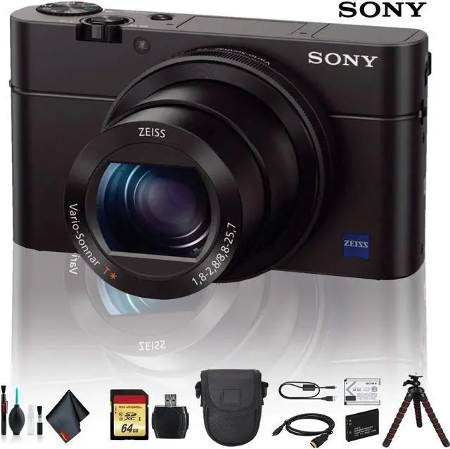 Main image of Sony Cyber-shot DSC-RX100 IV Camera DSCRX100M4/B With Soft Bag, Tripod, Additional Battery, 64GB Memory Card, Card Reader , Plus Essential Accessories