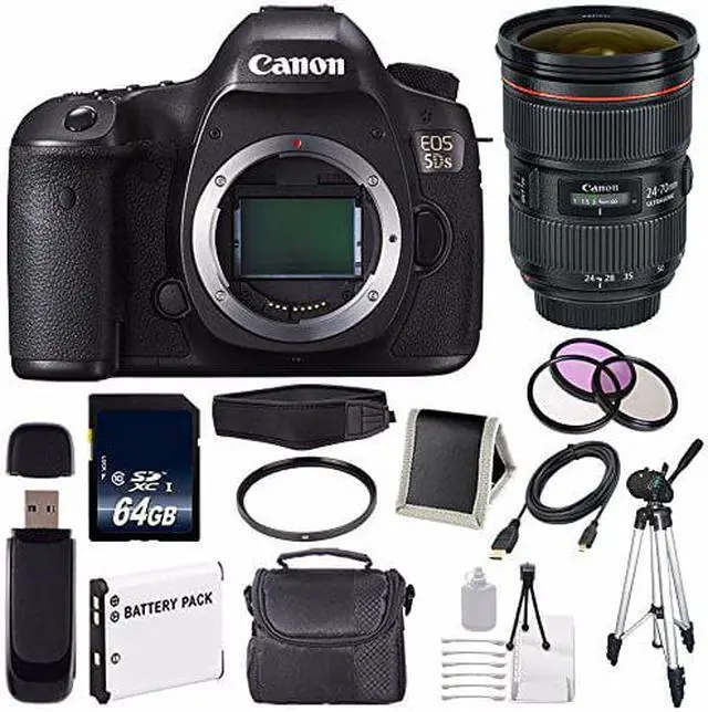 Alt view image 2 of 2 - Canon EOS 5DS DSLR Camera (International Model ) 0581C002 + Canon EF 24-70mm f/2.8L II USM Lens + LP-E6 Battery + 64GB SDXC Class 10 Memory Card Bundle