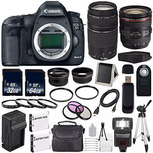 Alt view image 2 of 2 - Canon EOD 5D III Digital Camera International Model + Canon EF 75-300 III + 64GB SDXC Card Bundle
