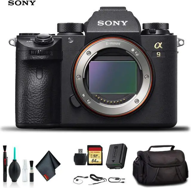 Main image of Sony Alpha a9 Mirrorless Camera ILCE9/B With Soft Bag, 64GB Memory Card, Card Reader , Plus Essential Accessories