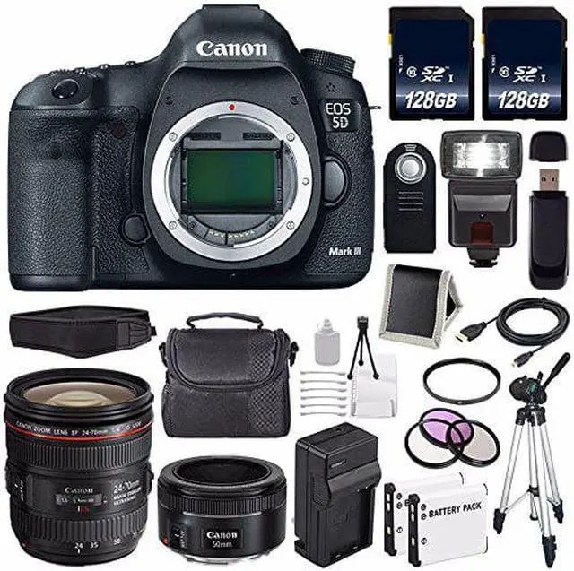 Alt view image 2 of 2 - Canon EOD 5D III Digital Camera International Model + Canon EF 24-70mm f/4L IS USM Lens + 128GB SDXC Card Bundle