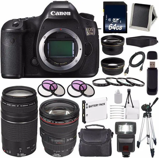 Main image of Canon EOS 5DS DSLR Camera (International Model) 0581C002 + Canon EF 24-105mm Lens + Canon EF 75-300 III Bundle