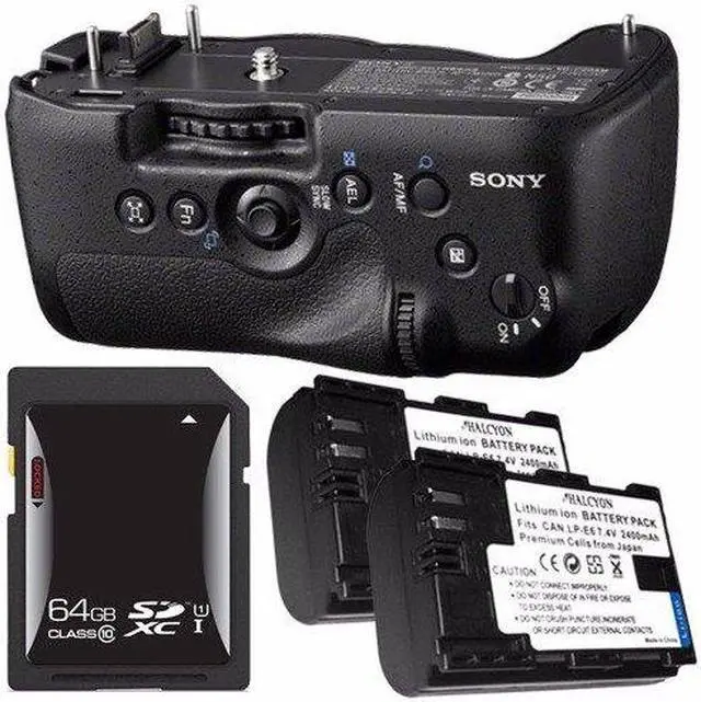 Alt view image 2 of 3 - Sony Vertical Battery Grip for Alpha A99 DSLR Camera + NP-FM500H Battery + 64GB SDXC Card Saver Bundle