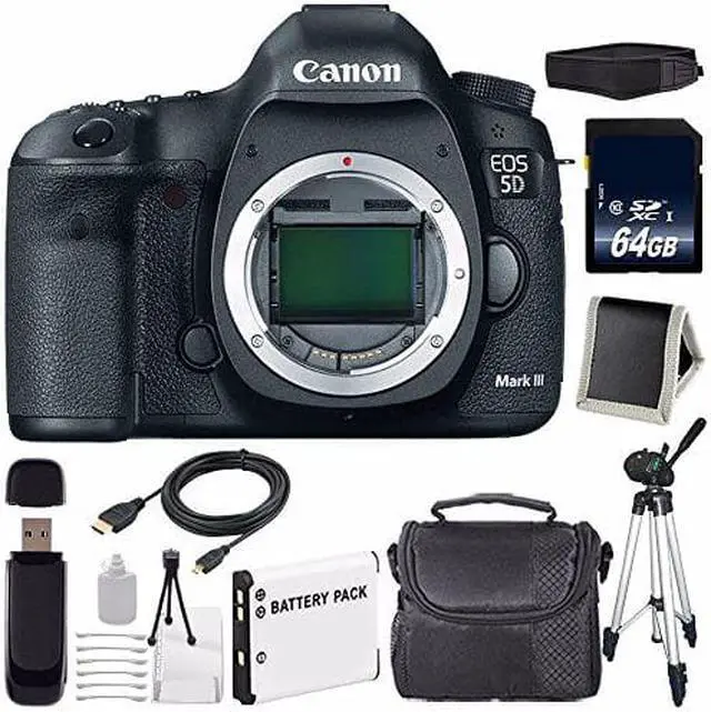Alt view image 2 of 2 - Canon EOD 5D III Digital Camera International Model + LP-E6 Battery + 64GB SDXC Class 10 Memory Card Bundle
