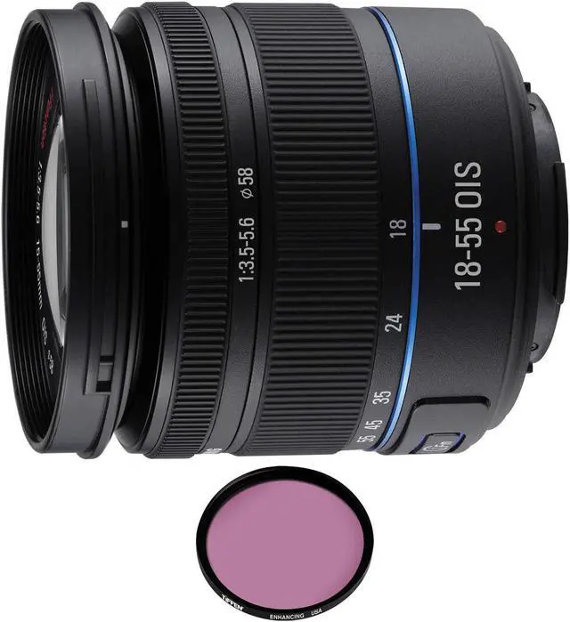 Main image of Samsung 18-55mm f/3.5-5.6 OIS Compact Zoom Lens (Black) with Pro Filter