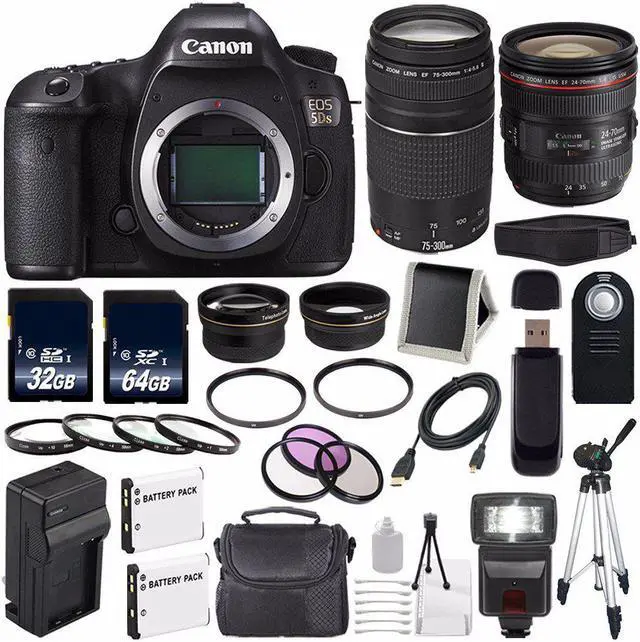 Main image of Canon EOS 5DS DSLR Camera (International Model) 0581C002 + EF 24-70mm Lens + Canon EF 75-300 III Bundle
