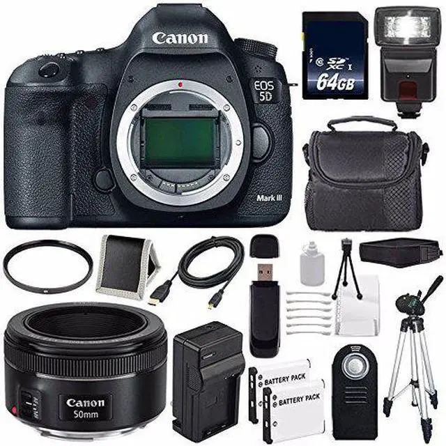 Alt view image 2 of 2 - Canon EOD 5D III Digital Camera International Model + Canon EF 50mm f/1.8 STM Lens + 64GB Class 10 Card Bundle