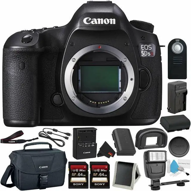 Main image of Canon EOS 5DS R Digital SLR Camera 0582C002 (Body Only) - Bundle with 32GB Memory Card + Spare Battery + Digital Slave Flash + More
