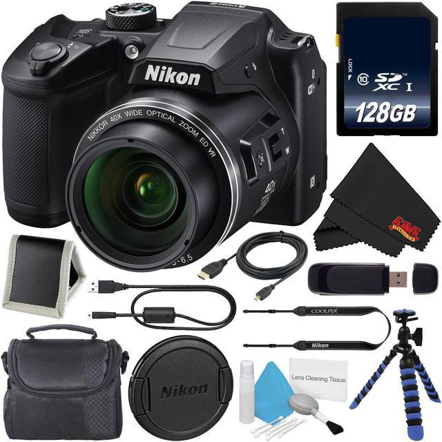 Nikon COOLPIX B500 Digital Camera (Black) 26506 + 128GB SDXC Class
