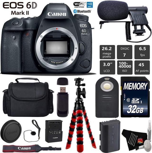 Canon EOS 6D Mark II DSLR Camera (Body Only) + Case + Wrist Strap