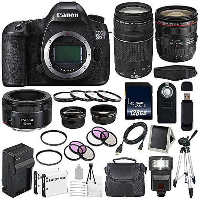 Alt view image 2 of 2 - Canon EOS 5DS R DSLR Camera (International Model) 0582C002 + Canon EF 24-70mm f/4L IS USM Lens + EF 75-300 Bundle